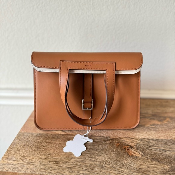 Gold Brown Verso 25 Foldover Convertible Crossbody Bag Halzan Saddle S10 - Picture 2 of 16